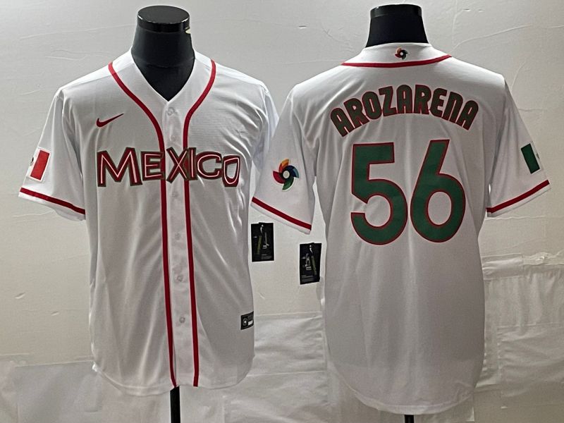 Men 2023 World Cub Mexico #56 Arozarena White green Nike MLB Jersey 12